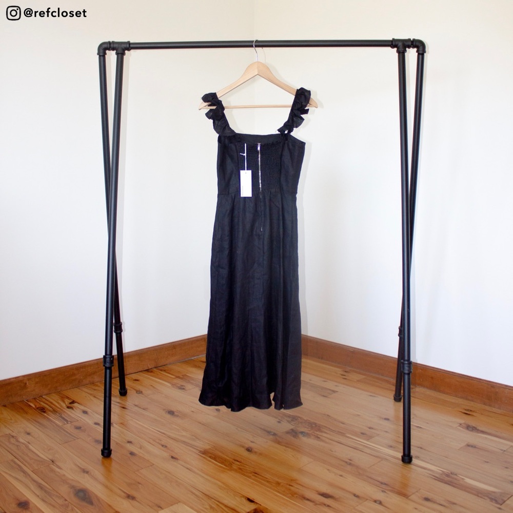 Reformation Spaulding Linen Dress (Black) - Picture 3 of 4